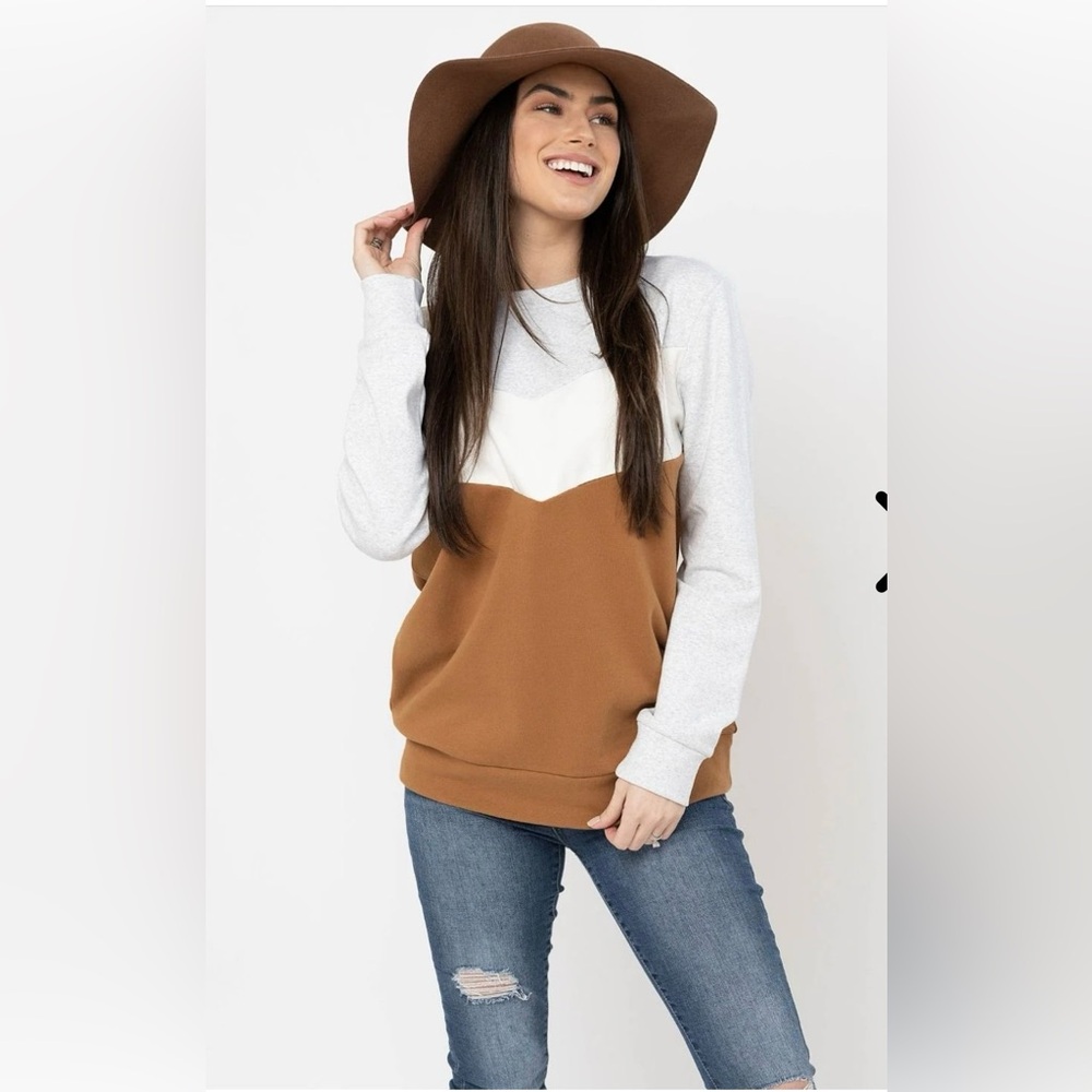SWEETHEART NURSING SWEATSHIRT - CAMEL - M